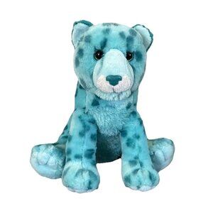 Aurora Destination Nation Cheetah Leopard Sea Green Teal Sparkle Eyes Plush 12"